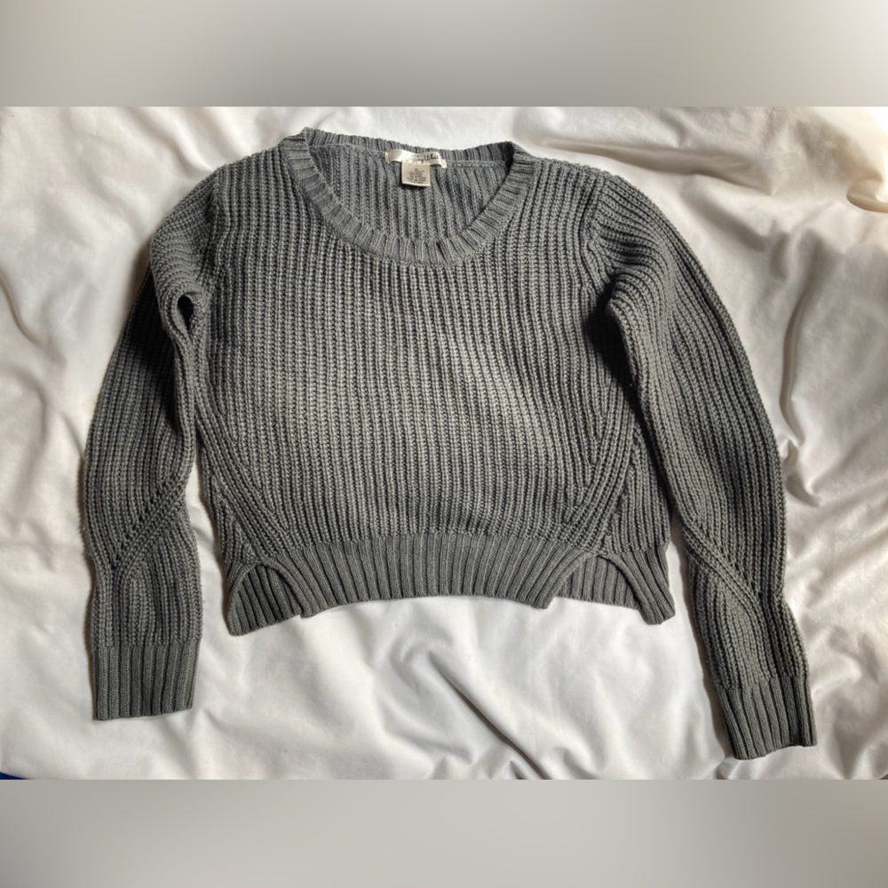 Y2K Say What? Grey Wool Blend Crop Sweater Gray Small